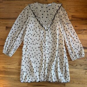 Ganni Cream and Black Polka Dot Dress